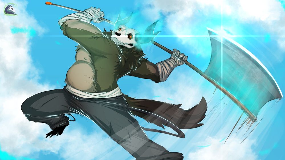 Skull with an axe 