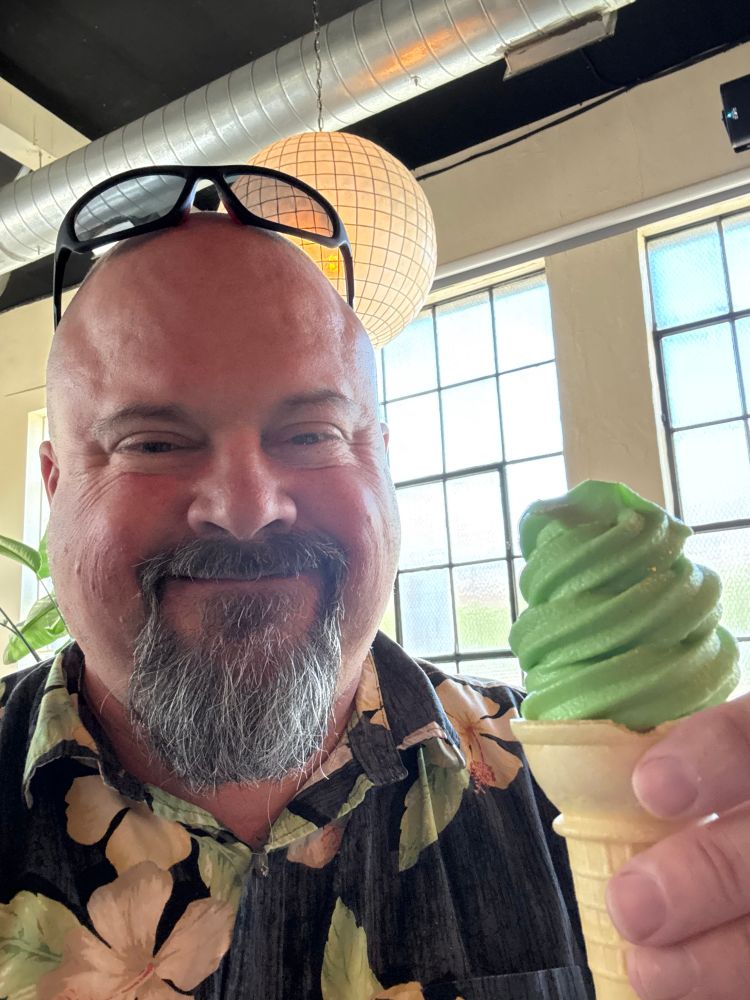 Me and a pandan soft serve cone at baBar seattle