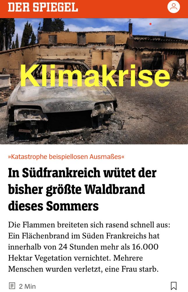 Screenshot von Spiegel Online mit ergänztem Text „Klimakrise“