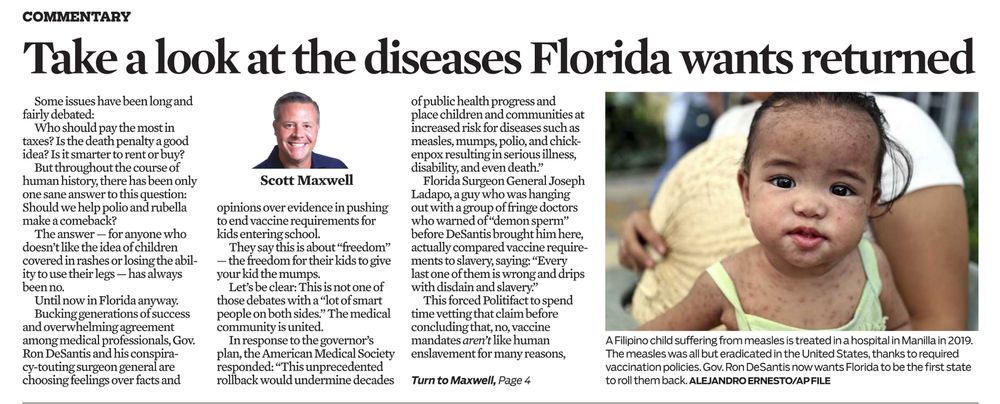 Scott Maxwell Orlando Sentinel journalist on the vaccine mandates in Fl 