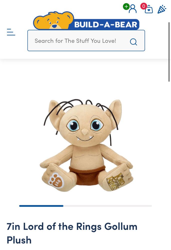 a lord of the rings gollum plush from build a bear, it’s a little guy. 