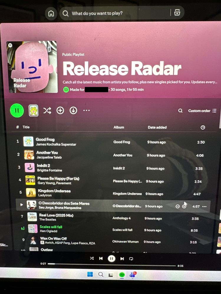 Spotify "Release Radar" screenshot 