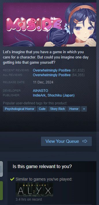 From the MiSide steam page, similar to Half Life Alyx apparently!