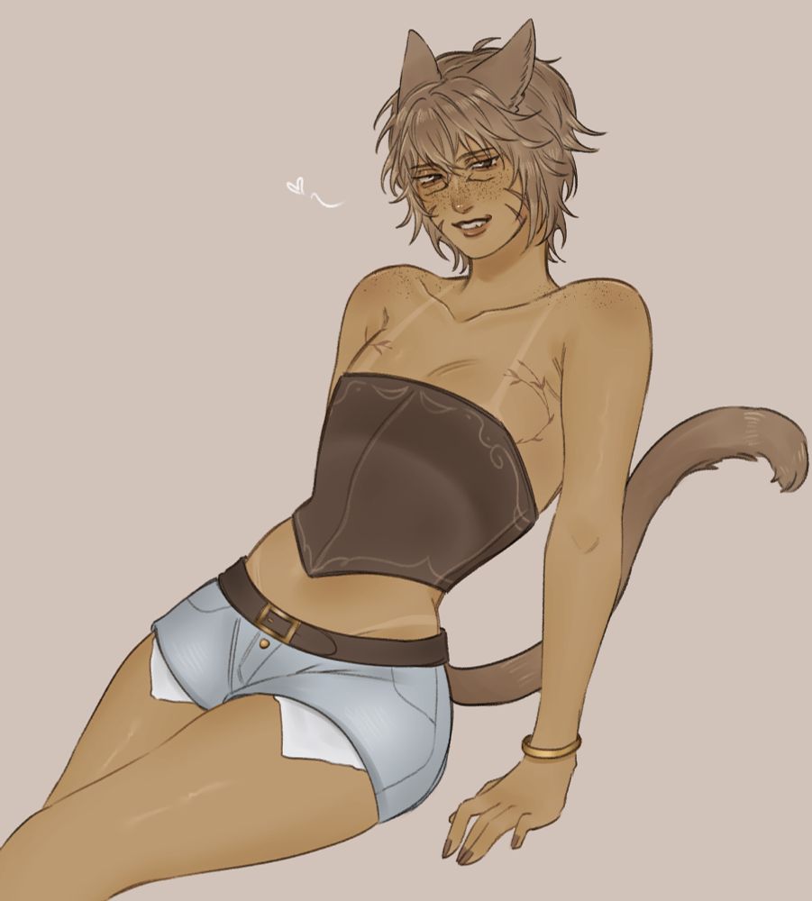 wol (Oak) showing off his tan lines :3