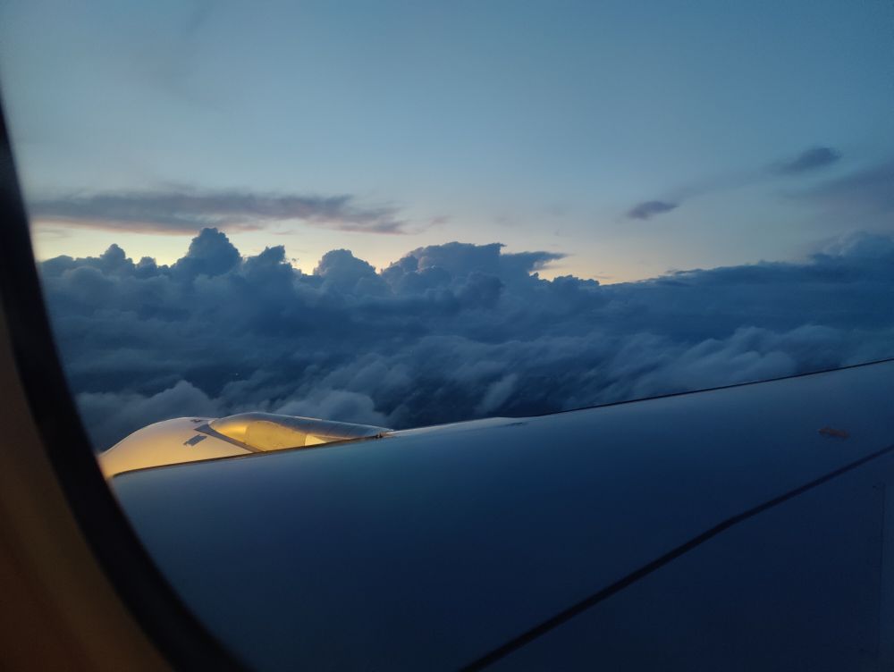 Image taken from an airplane of clouds during sub