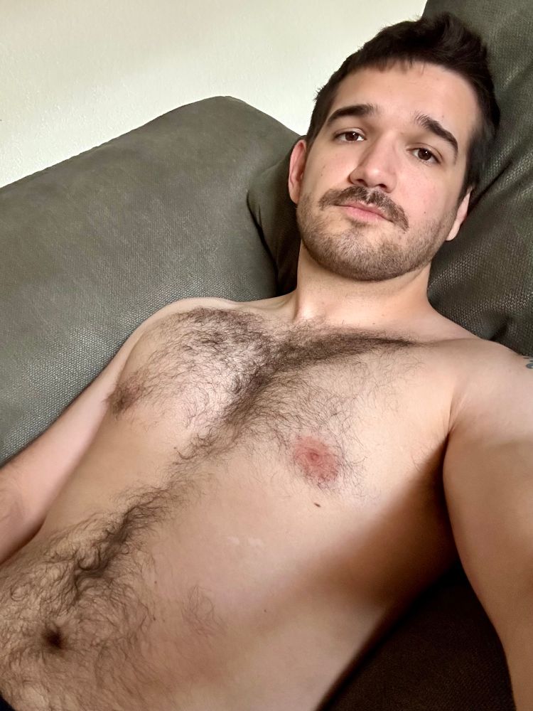 Selfie of me on the couch with my shirt off