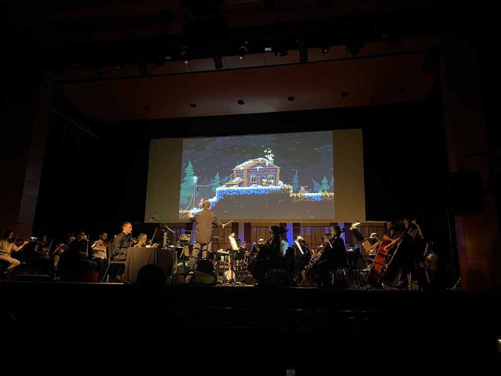 photo from the dress rehearsal of the performance of celeste's symphonic speedrun