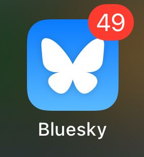 A BlueSky iOS icon with 49 notifications
