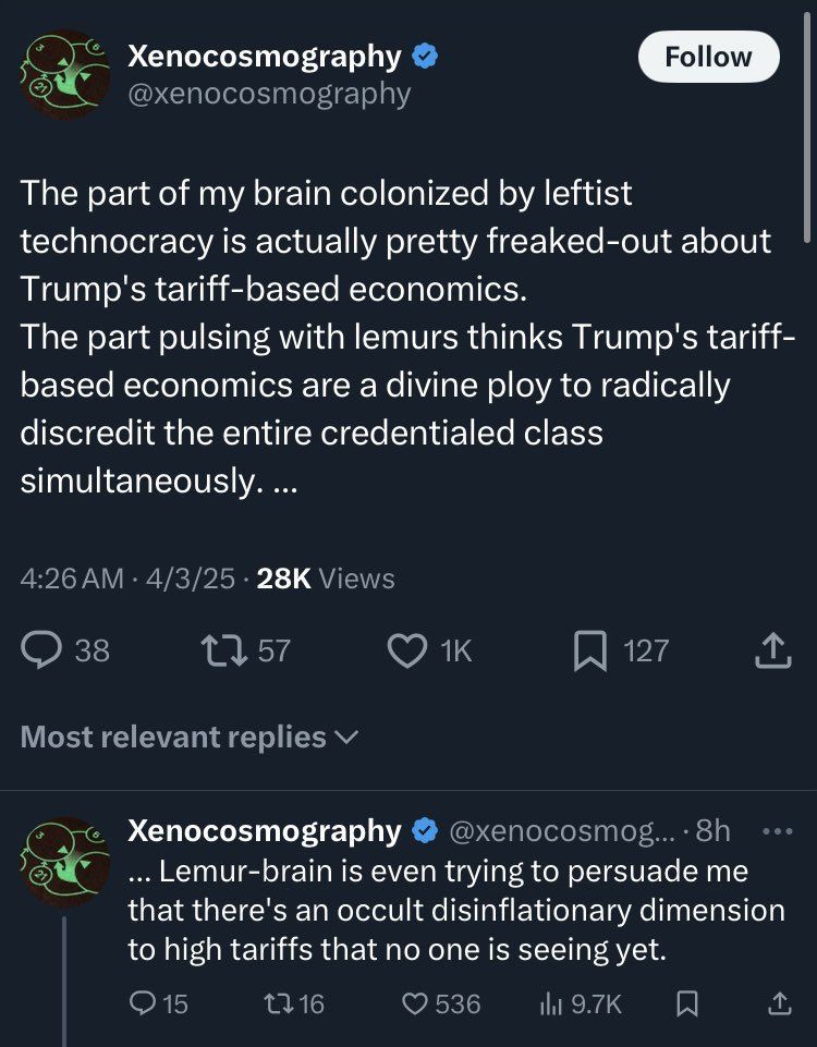 Nick Land convincing himslef that Trump crashing the economy is 4d chess