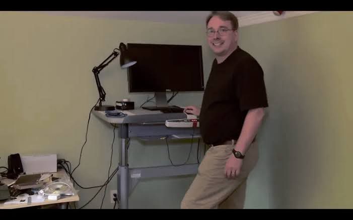 Linus on his workstation