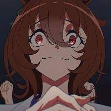 Agnes Tachyon from Brand New Era observing with wide eyes and a flat smile.