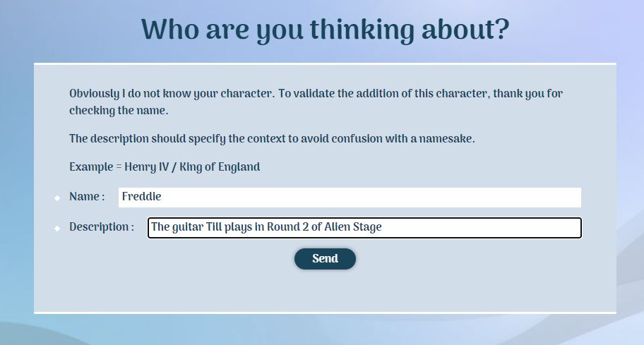 Screenshot of Akinator, in which submitting a new character