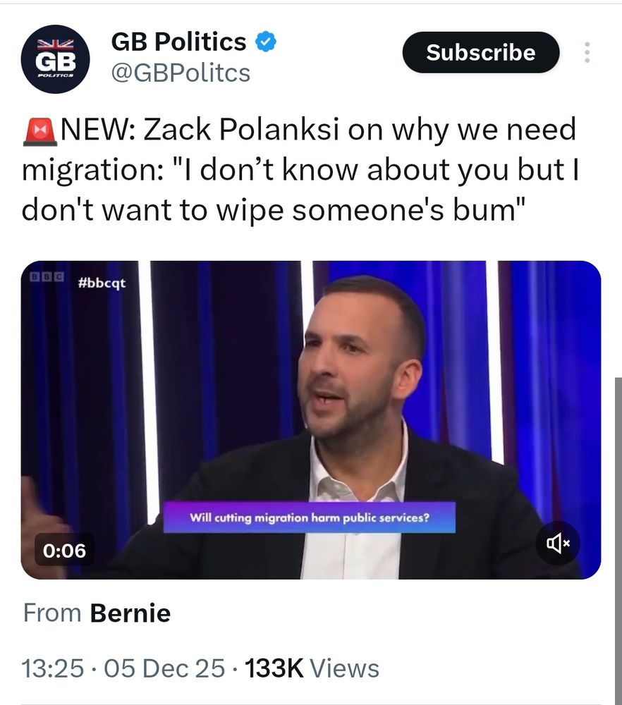 @GBPolitics
NEW: Zack Polanski on why we need migration: "I don't know about you but I don't want to wipe someone's bum"