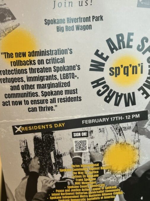 Flyer for Spokane protest.