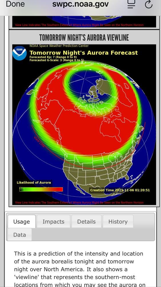 Aurora forecadt for tomorrow over North America with possible reaching down to mid Massachusetts & northern Oregon