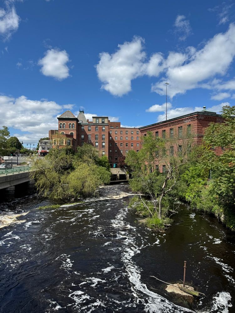 Lower Mills section of Neponset River and old Bakers chocolate factory. 
