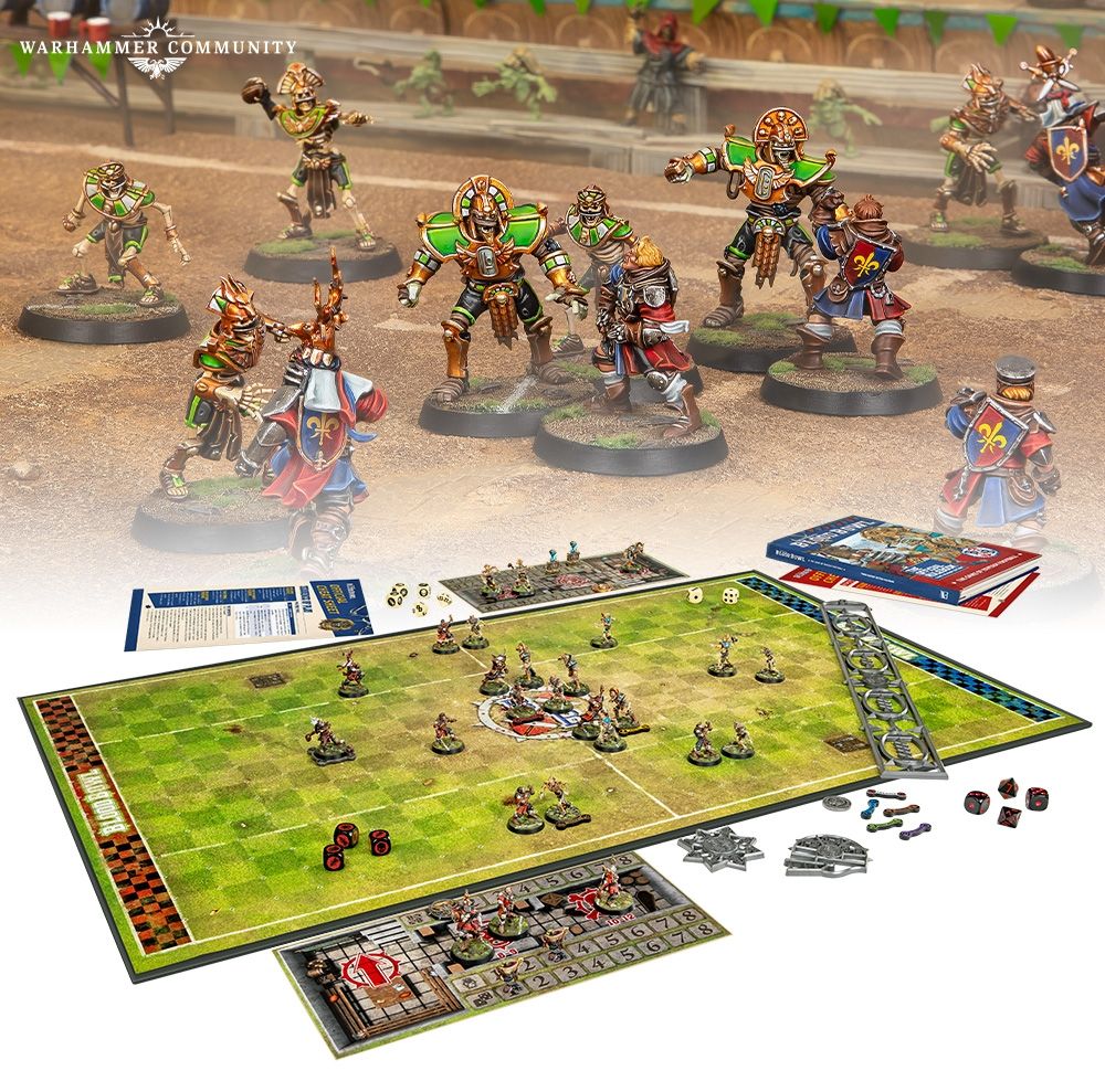 Blood bowl pitch, minis and counters