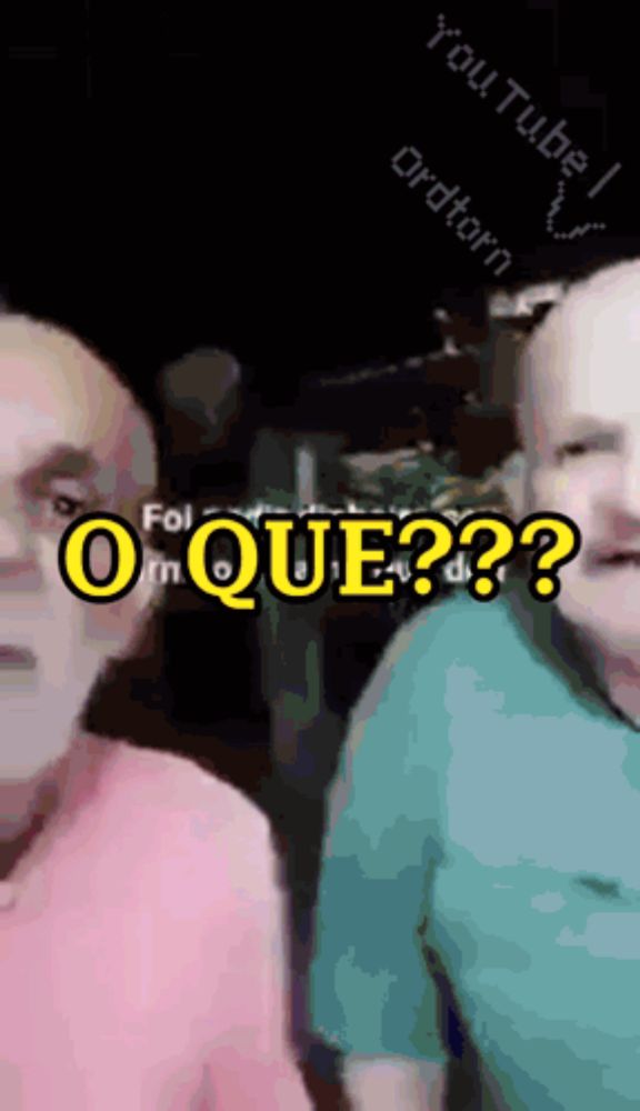 two men are standing next to each other with the words " o que " in yellow letters