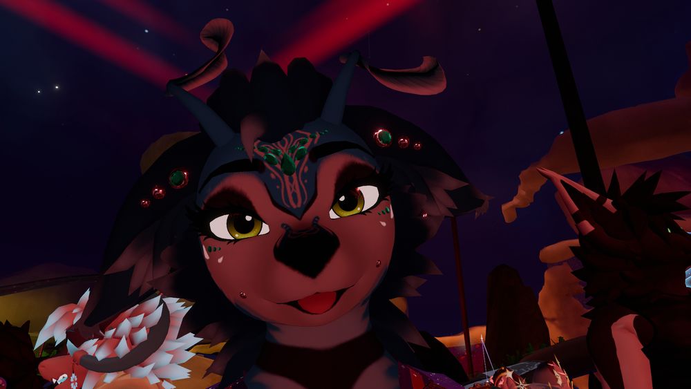 My FoxMoth avatar at a Furality instance.