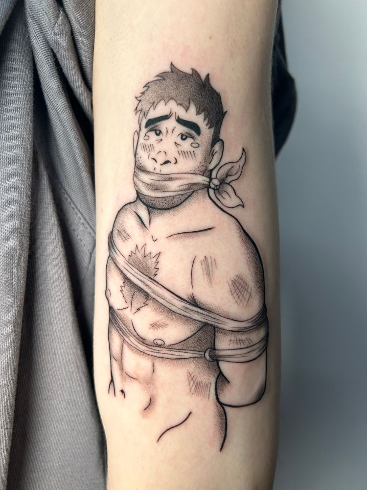 Good boy being tied up in shibari ropes, bdsm, puppy eyed just waiting for his master to make him moan 