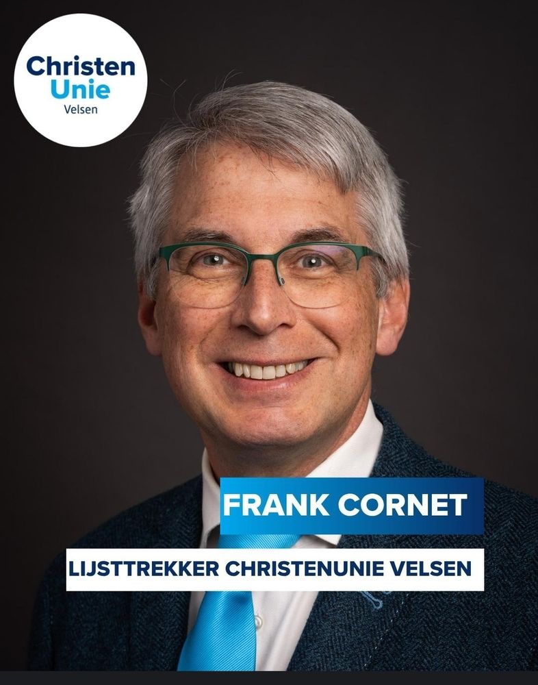 Christenunie Velsen gaat in maart 2026 weer meedoen met de Gemeenteraadsverkiezingen. Frank Cornet is de lijsttrekker. De verdere kandidatenlijst wordt in november vastgesteld.
