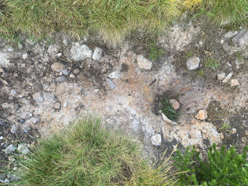 The distinctive orange of iron. 