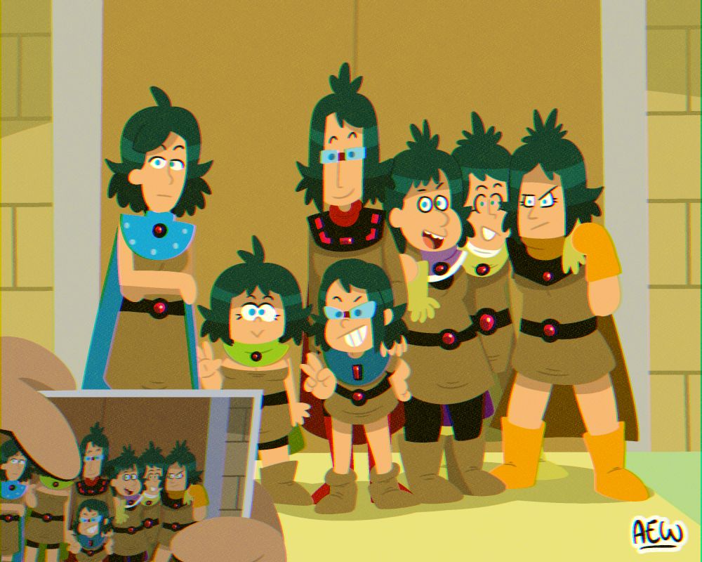 Taithwen and her family posing for a photo, with the photographer's thumb blocking Taithwen's actual face.