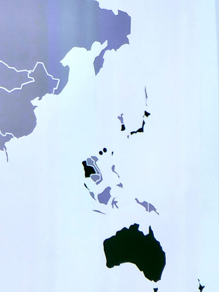 A map of the Western Pacific in which the Korean Peninsula and South East Asia has been disconnected from the Asian continent and moved eastward into the ocean.
