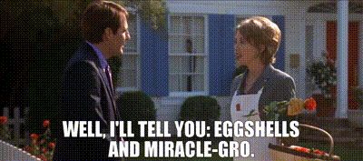 Annette Bening in AMERICAN BEAUTY responding to a neighbor asking how she grows her flowers by saying, 