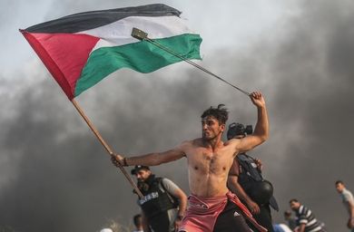 Aed Abu Amro during the Great March of Return in Gaza taken by Mustafa Hassona on 22 October 2018