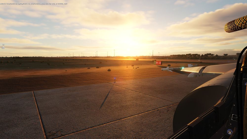 Mirage F1CE taxiing away from the runway after landing at sunset