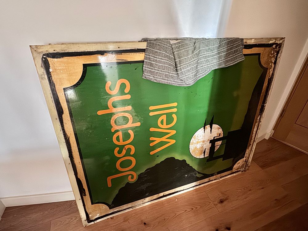 The sign on its side in my hallway.