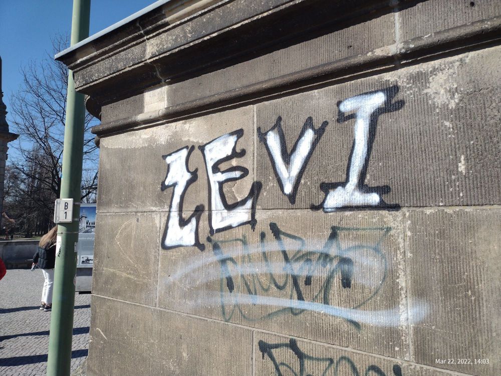 graffiti levi (not yellow its actually white)