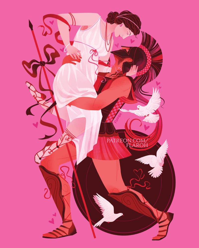 Art by flaroh illustration. Ares and Aphrodite couple portrait 