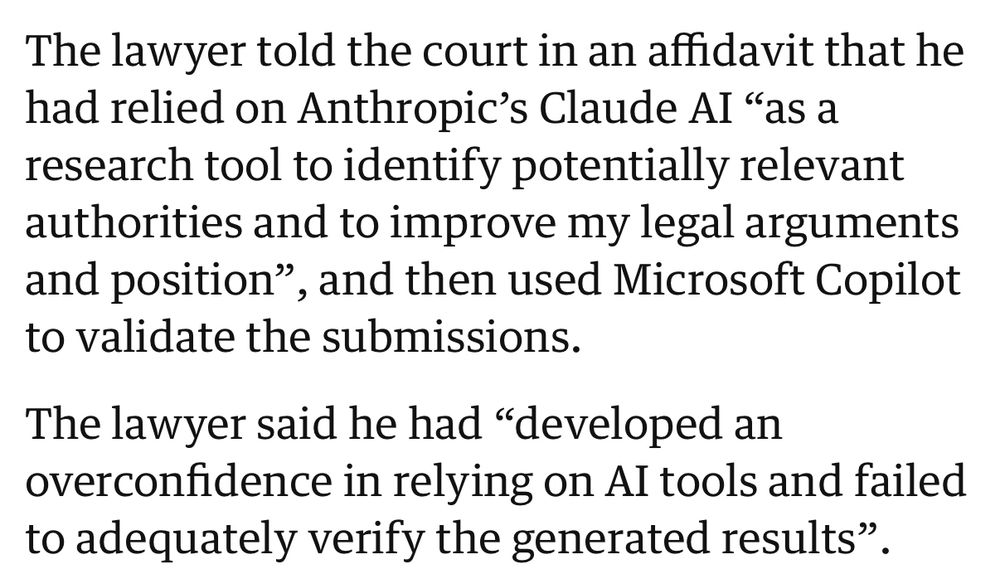 The lawyer told the court in an affidavit that he had relied on Anthropic's Claude Al 