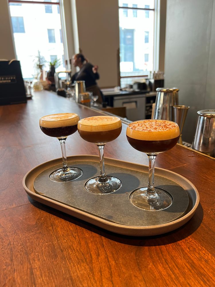 Flight of three espresso martinis 