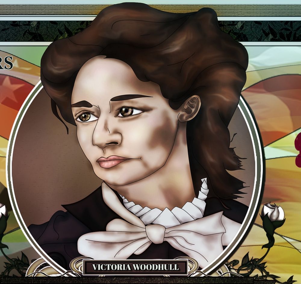 Digital portrait of Victoria Woodhull. A women's rights activist and first woman to run for president in the USA.