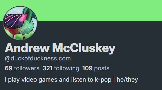 Cropped screenshot of my profile, showing that I have reached 69 followers (nice).