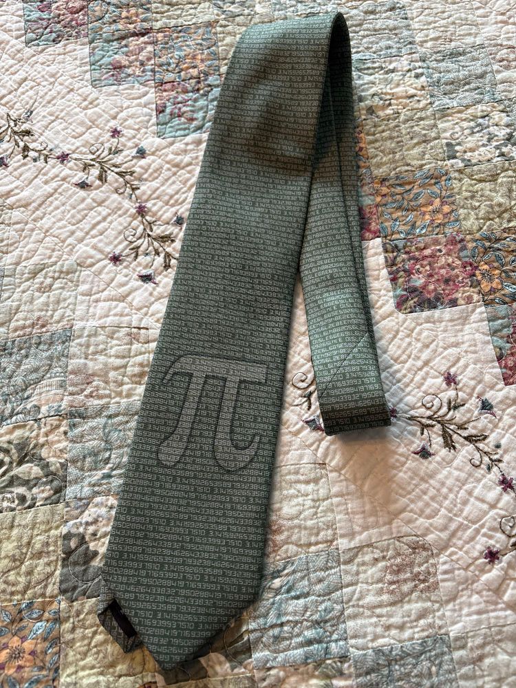 A necktie featuring pi