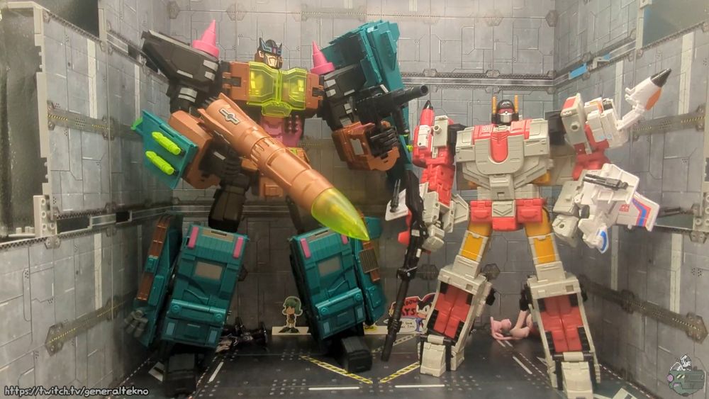 Skyquake with Superion. TOWERING OVER him.