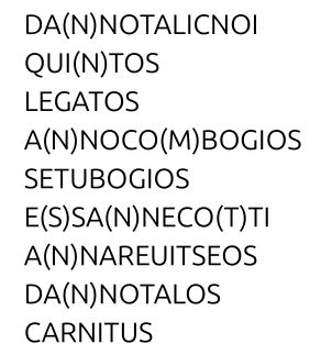 Restitution des lettres manquantes et des consonnes voisées

Stèle de Briona
RIG (E1)