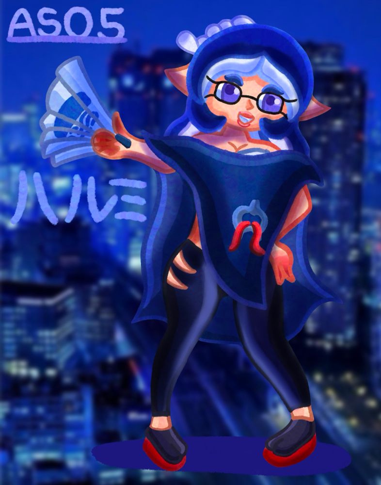 Harumi Shiver from ElectricalNeon's collab, now redone with a city background blurred out replacing the original gradient and her entire Shiver cosplay has been redone with lighting
