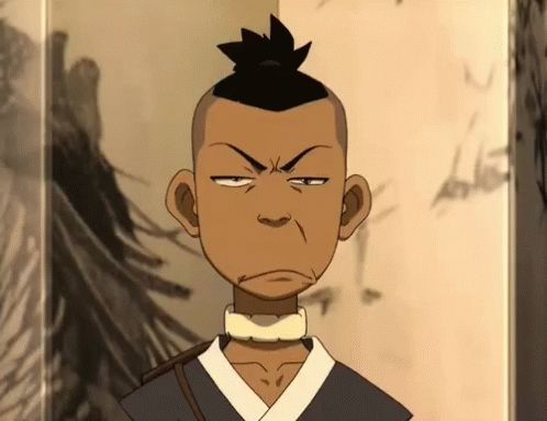 A close-up of Sokka from Avatar looking pissed-off with his eye twitching.