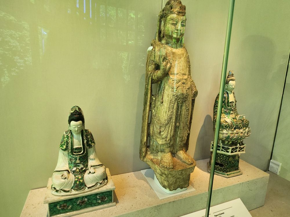 Three figures showing Guanyin before and after transforming.