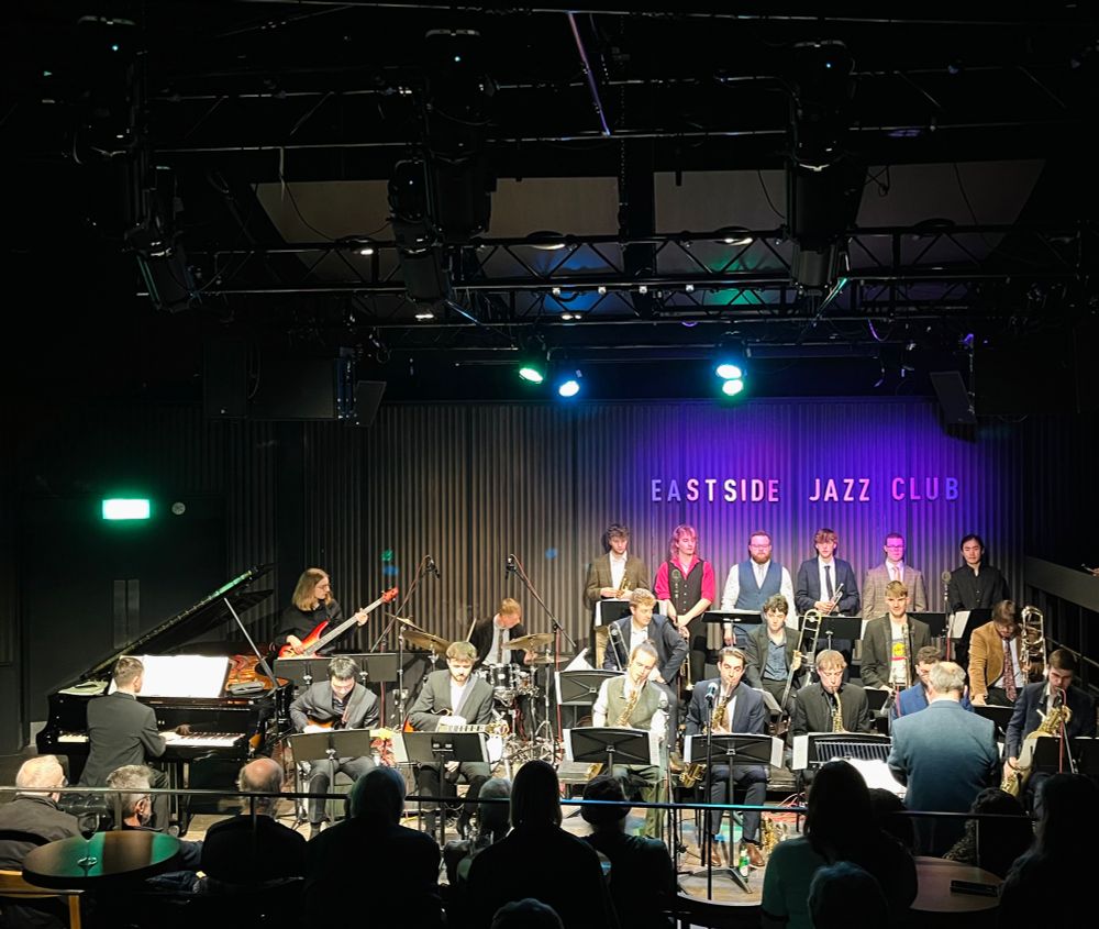 Big band at the Eastside Jazz Club at Birmingham Conservatoire playing Mike Gibbs’s chart ‘Knees Up’. 📷 JLW