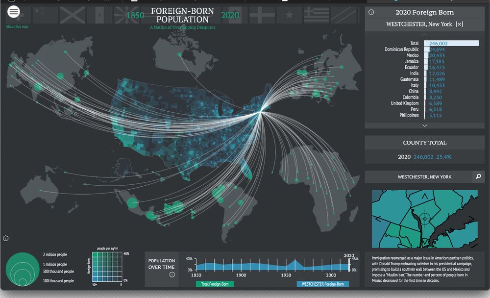Map of Foreign Born Population. 1840-2020 