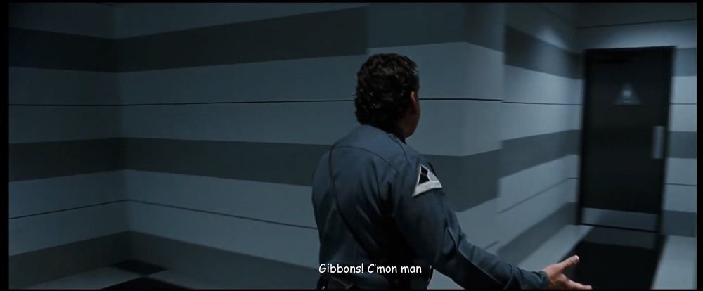 Security guard from Terminator 2 saying "Gibbons! C'mon man" while heading towards the bathroom