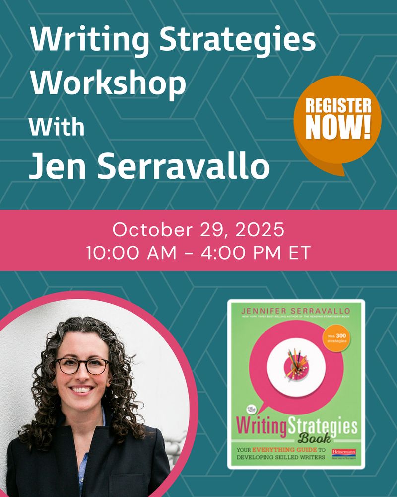 Add for Jennifer Serravallo’s writing workshop with a picture of the author