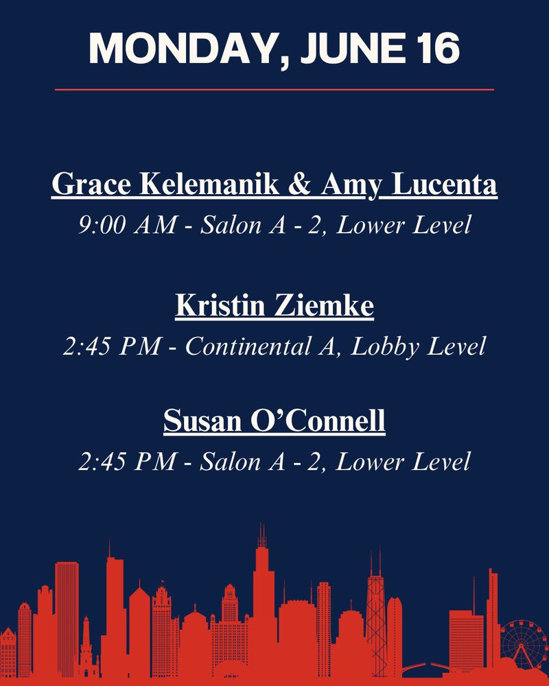 red graphic of Chicago Skyline and schedule of three sessions at NCTE-NCTM joint math and literacy conference