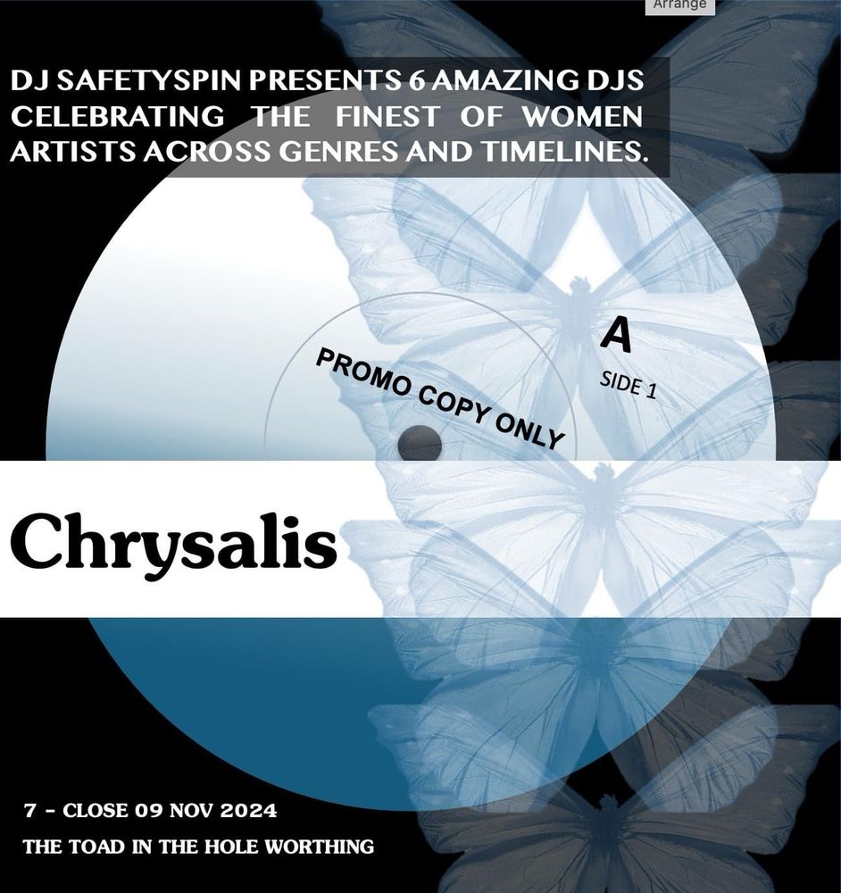 A flyer for a night of DJs playing music across timelines and genres in celebration of women. Nov 9. 7 - 11. Toad in the Hole Worthing. 